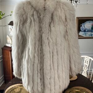 Luxurious Light Gray Fox Fur Coat - Classic Women's Outerwear